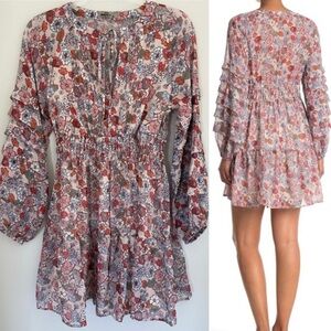 New North & Co Vintage Floral Biba Mini Dress Size S Feminine Boho Summer